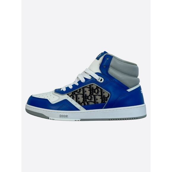 Dior Blue & Beige Oblique B27 High Top Sneakers – Savonches Dior Blue & Beige Oblique B27 High Top Sneakers